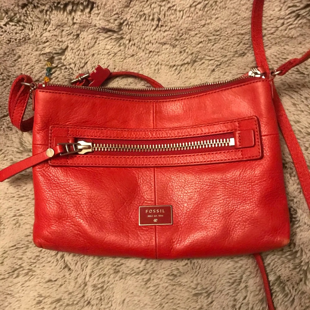Red Fossil Crossbody